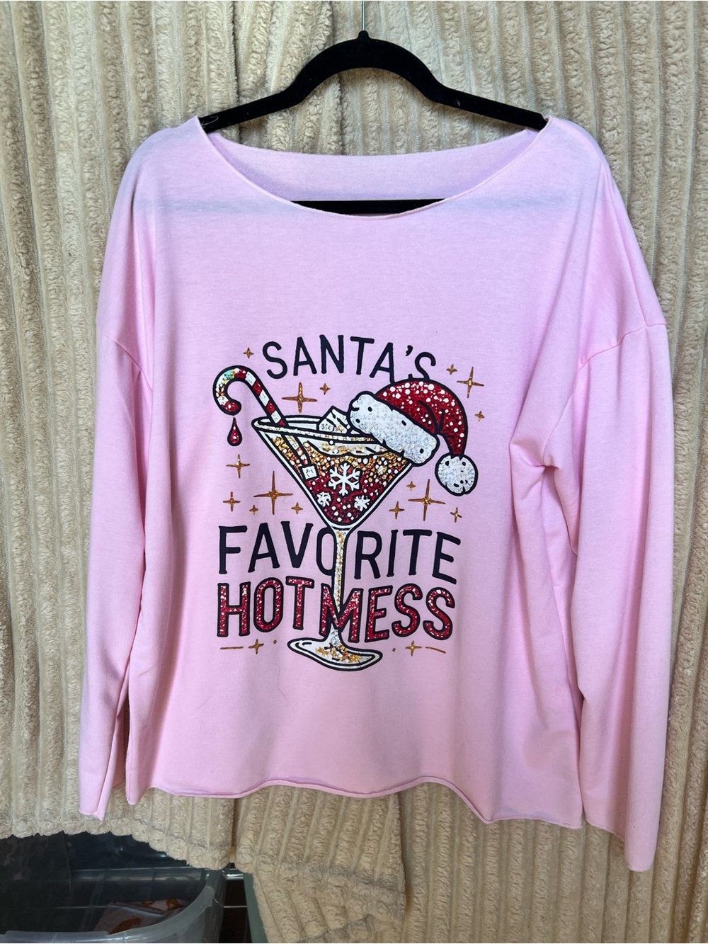 Women's Pink Long-Sleeve Christmas soft Sweater